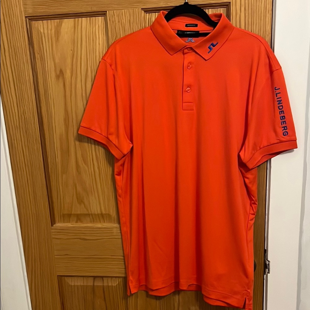 J.Lindeberg Men's Orange Polo Shirt